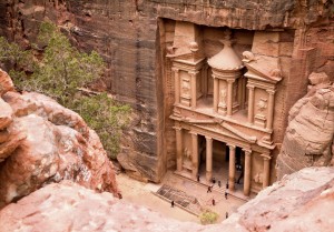 The Treasury. Ancient city of Petra carved out of the rock, Jordan